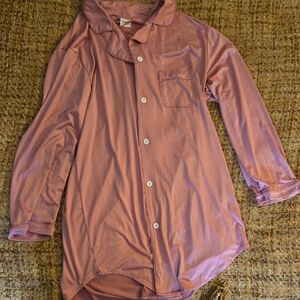 Women's Pink Button-Up Pajama Shirt